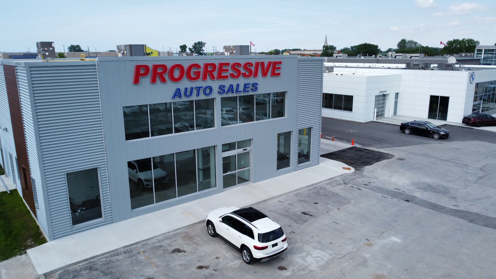 Aerial view of the Progressive Auto Sales lot
