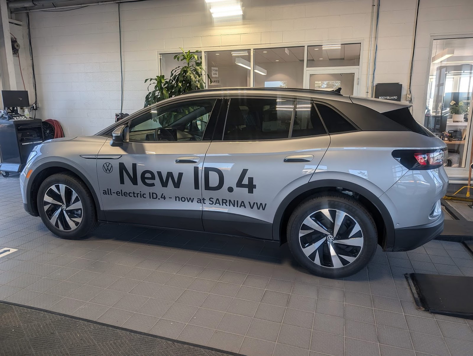 Volkswagen ID.4 in the Sarnia Volkswagen service bay