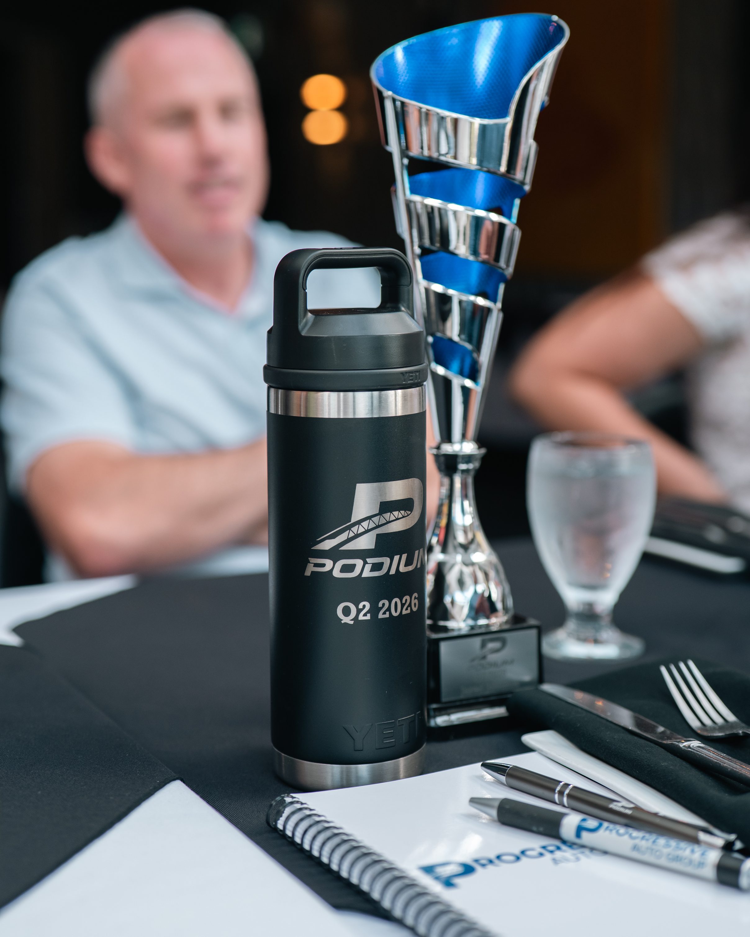 Podium quarterly award trophy earned by the team